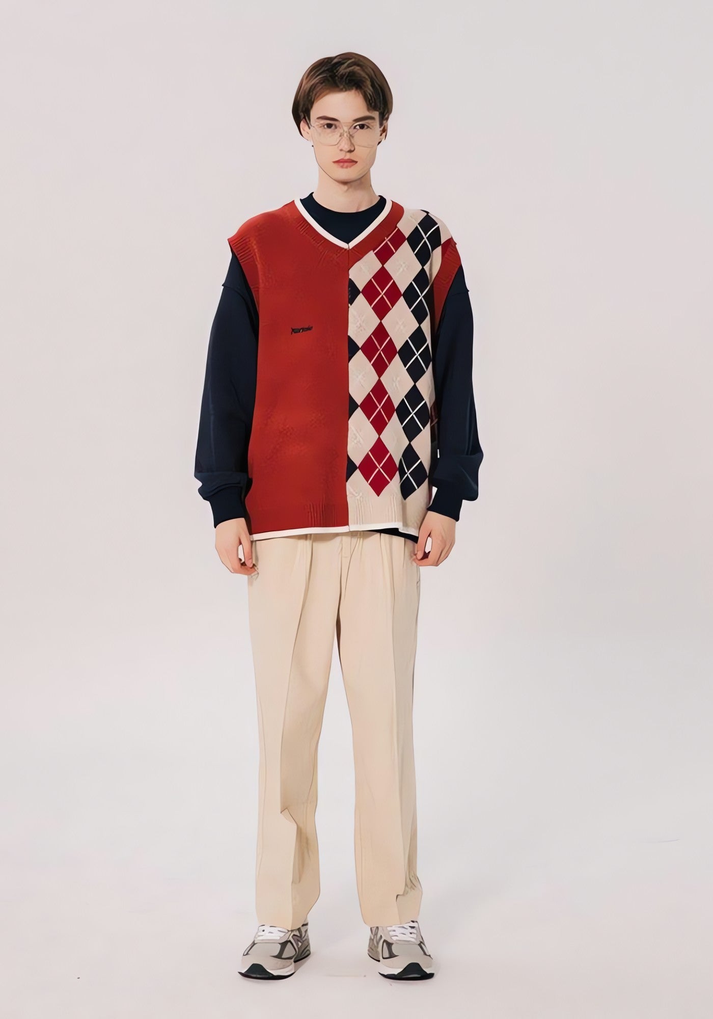 Dark Academia Half Argyle Sweater Vest - KAYSMAR