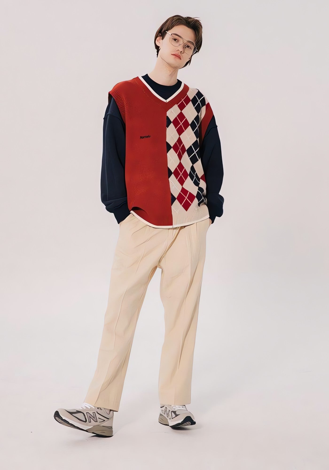 Dark Academia Half Argyle Sweater Vest - KAYSMAR