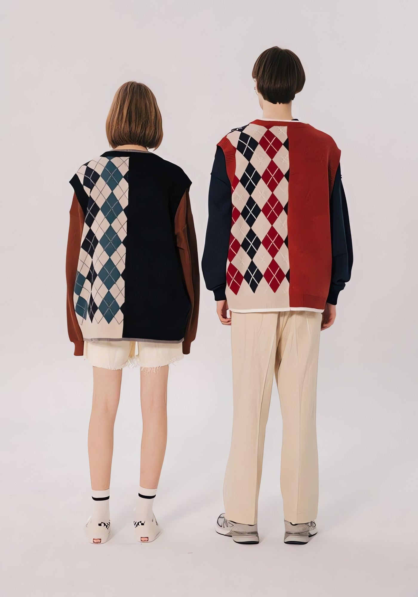 Dark Academia Half Argyle Sweater Vest - KAYSMAR
