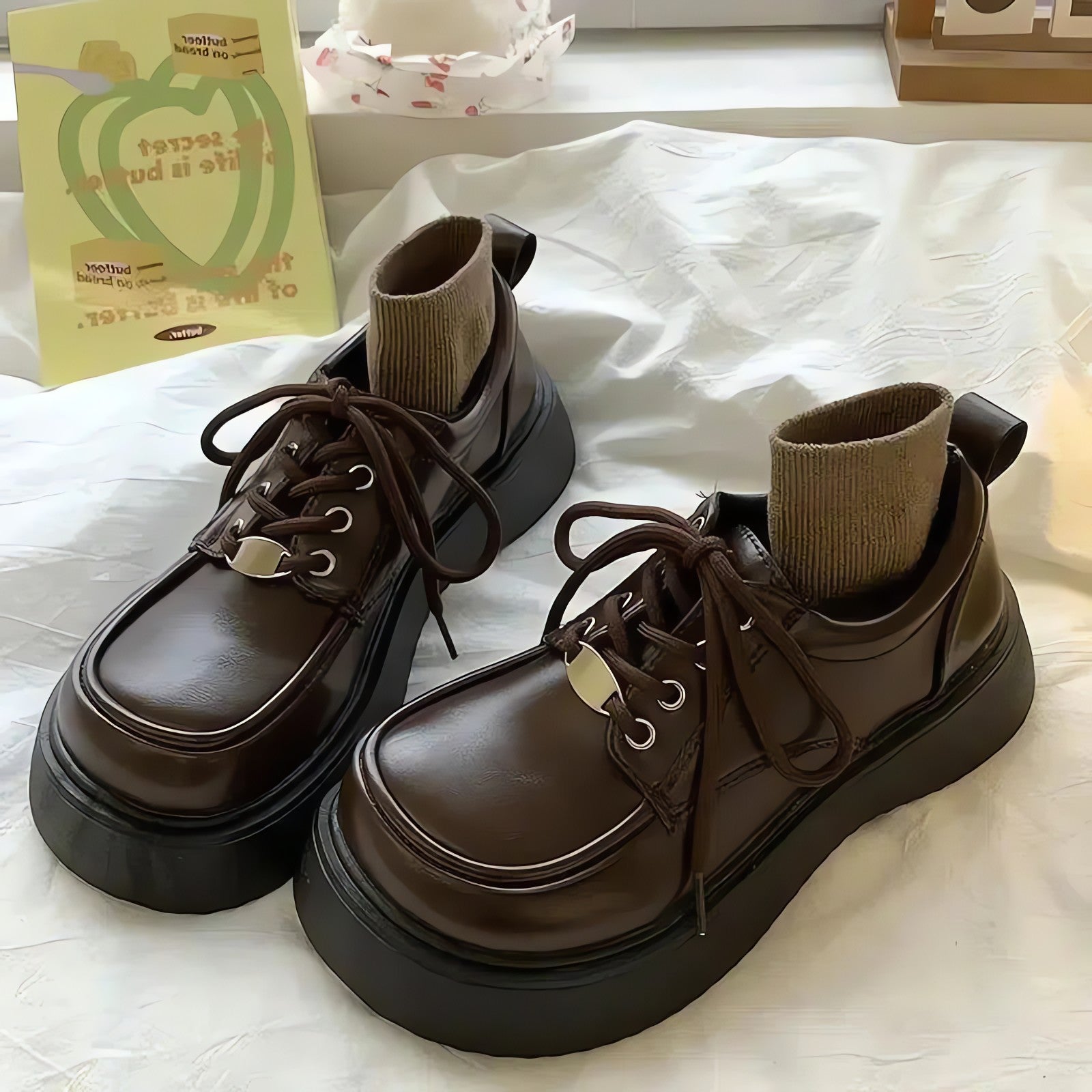 Dark Academia Lace Up Mary Jane Shoes - KAYSMAR