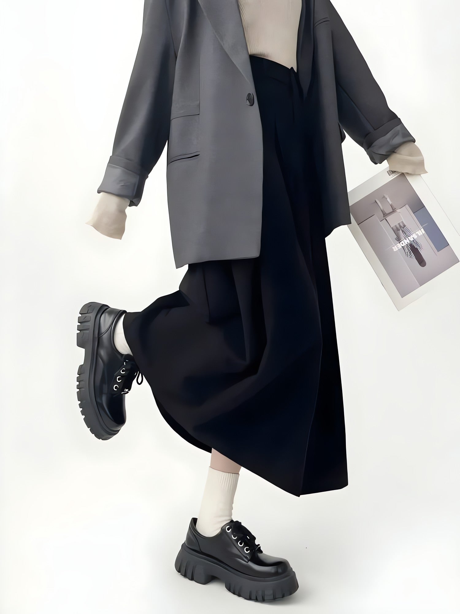 Dark Academia Pleated Midi Skirt - KAYSMAR
