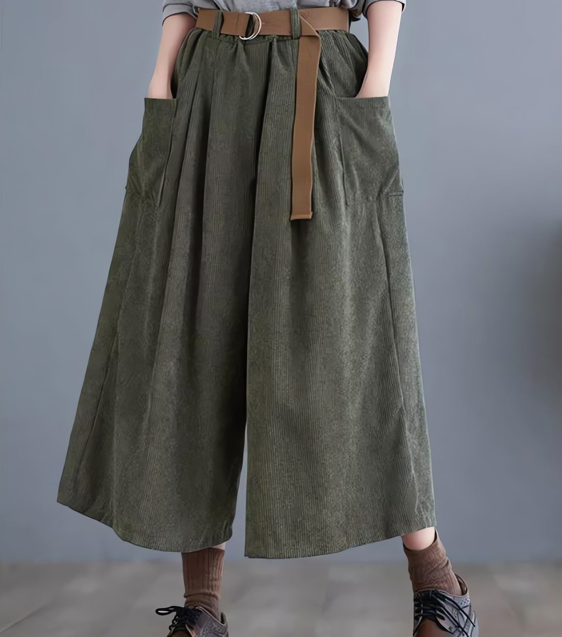 Dark Academia Wide Leg Corduroy Pants - KAYSMAR