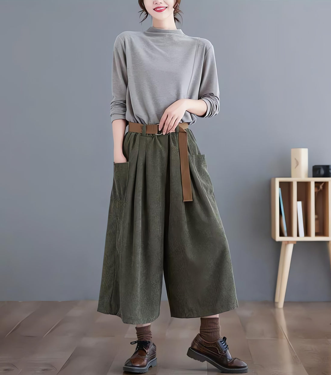 Dark Academia Wide Leg Corduroy Pants - KAYSMAR
