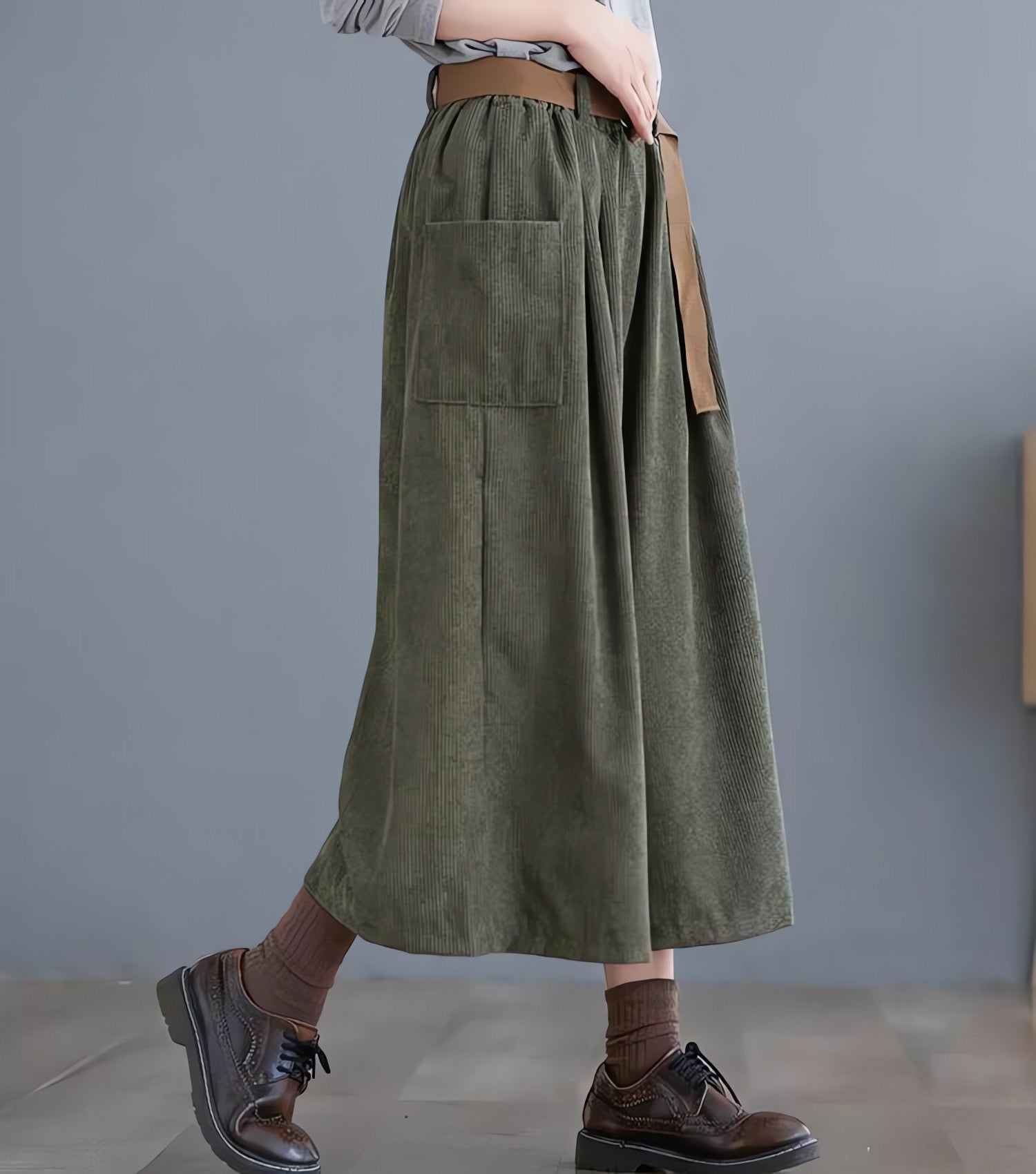 Dark Academia Wide Leg Corduroy Pants - KAYSMAR