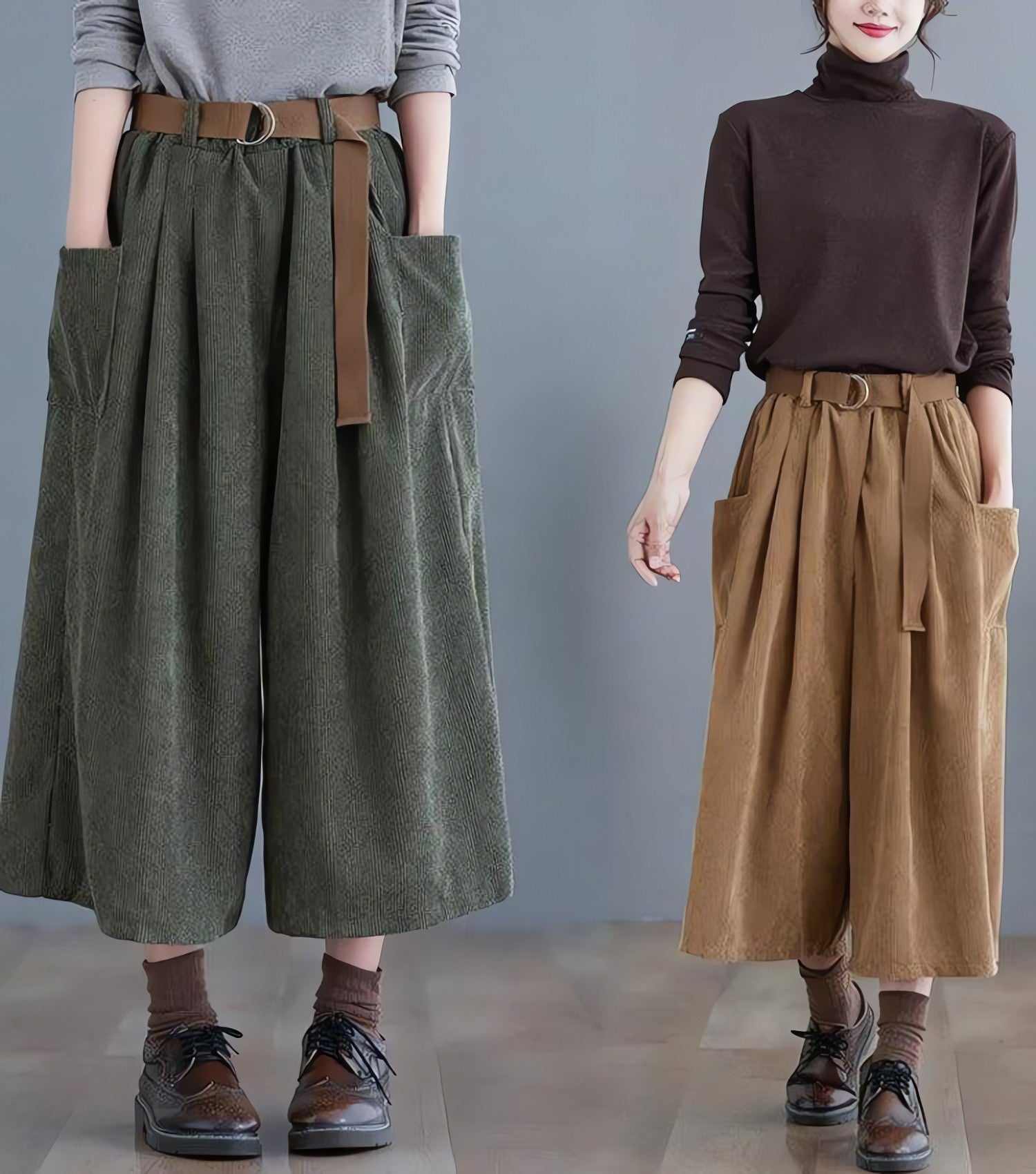 Dark Academia Wide Leg Corduroy Pants - KAYSMAR