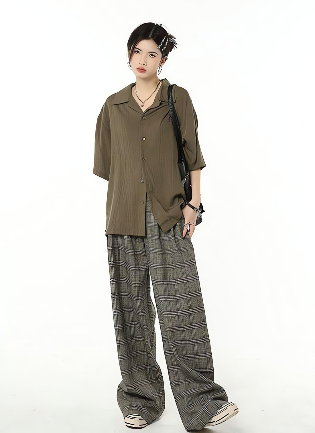 Dark Academia Wide Leg Plaid Pants - KAYSMAR