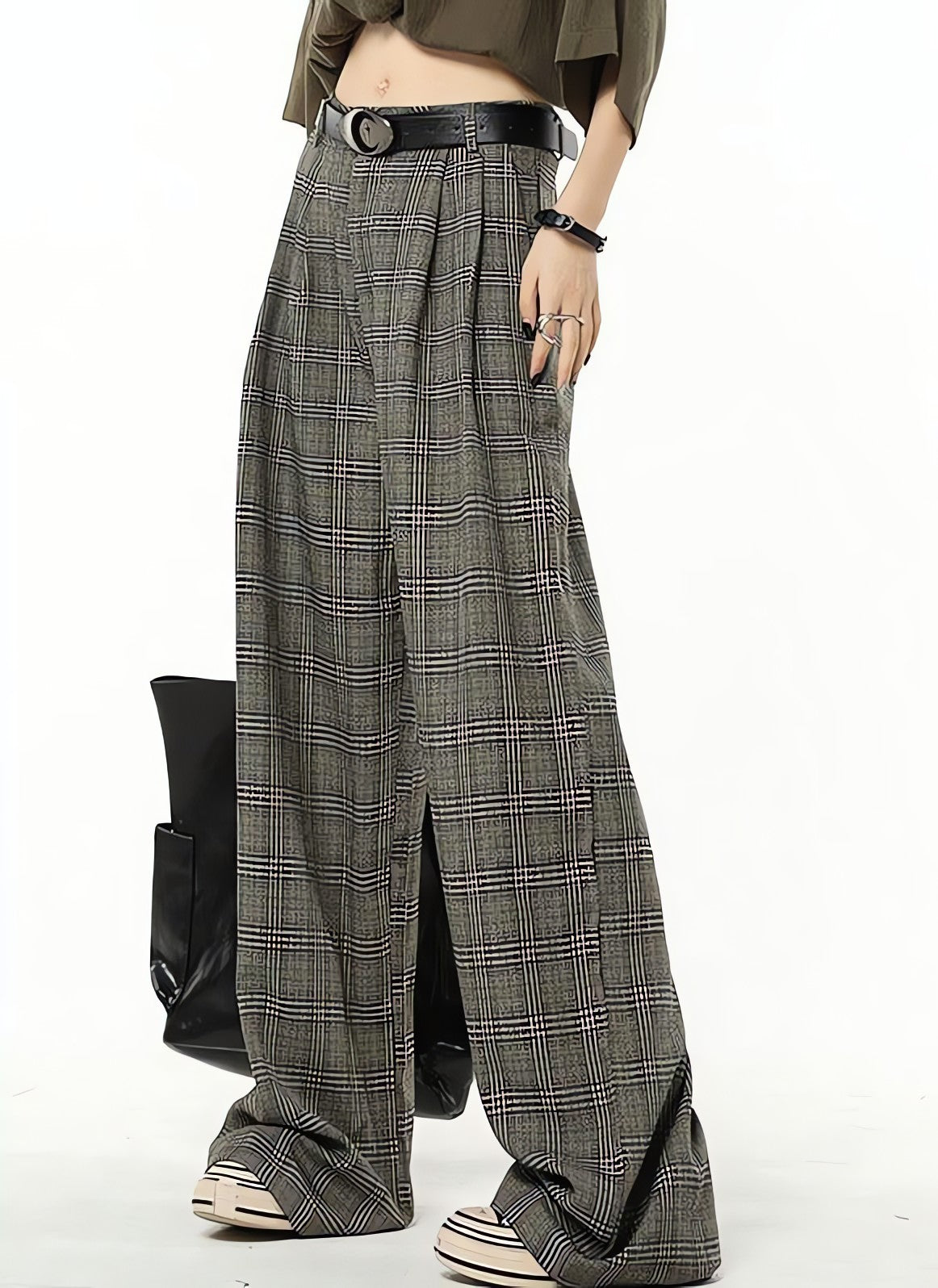 Dark Academia Wide Leg Plaid Pants - KAYSMAR