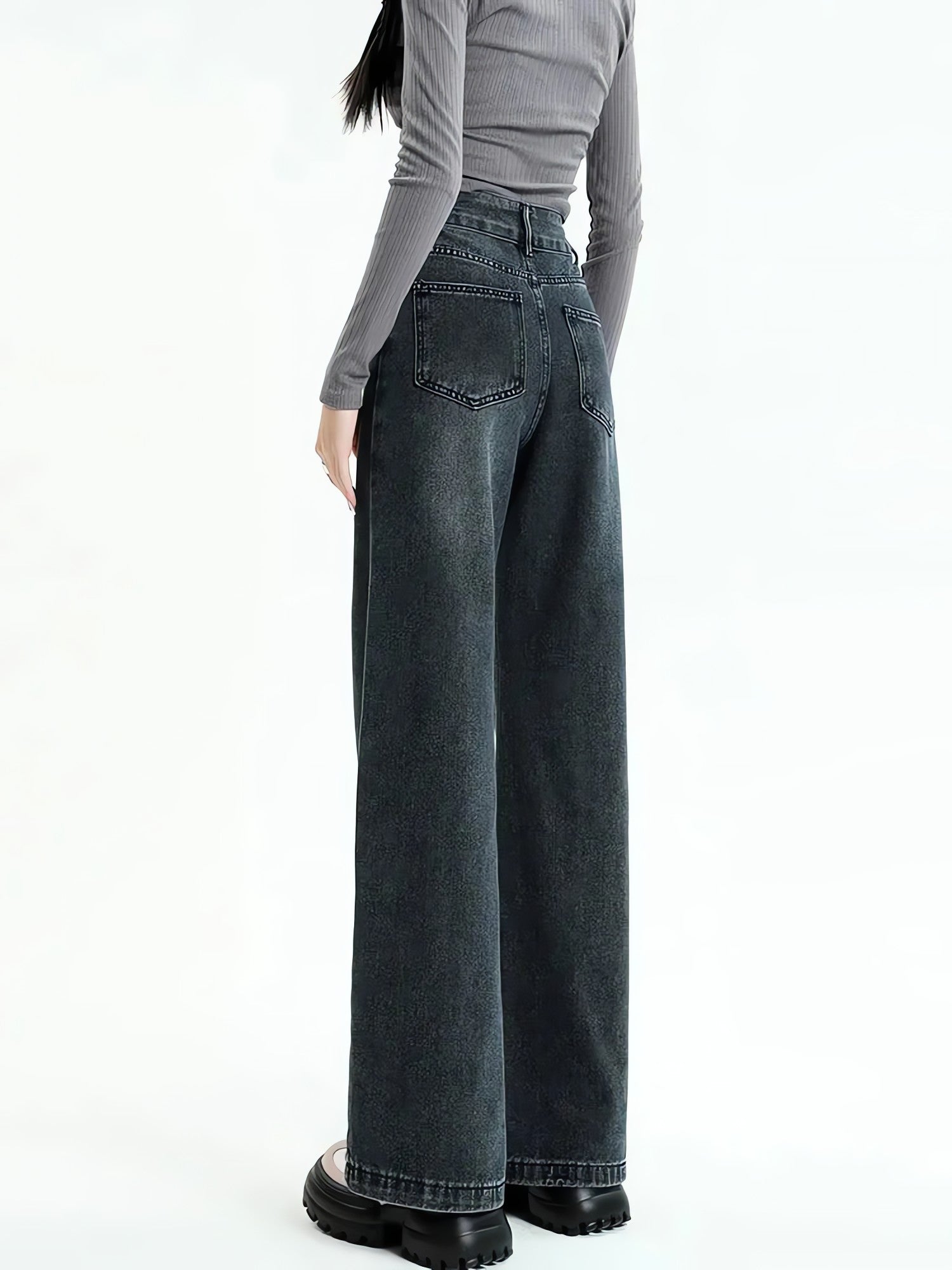 Dark Wash Straight Leg Denim Jeans - KAYSMAR