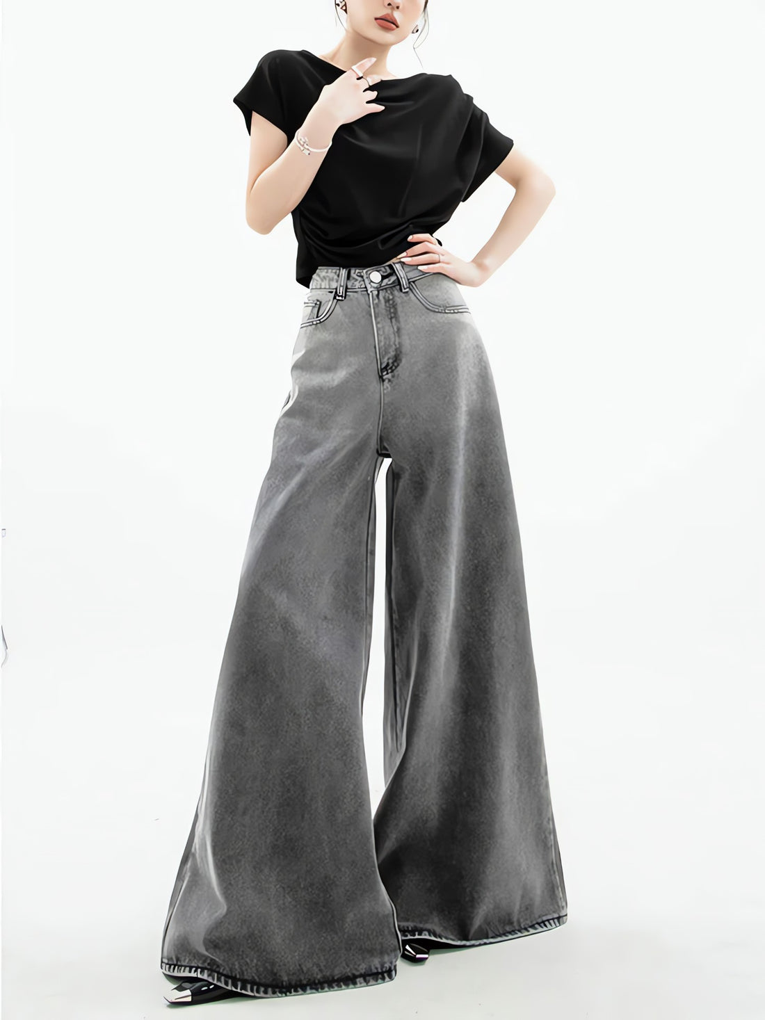 Dark Wash Super Wide Leg Jeans - KAYSMAR