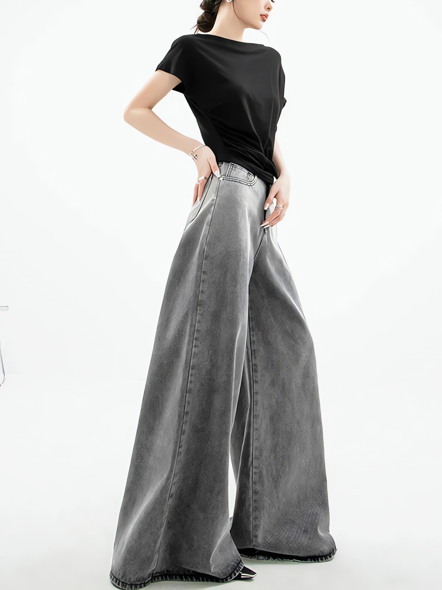 Dark Wash Super Wide Leg Jeans - KAYSMAR