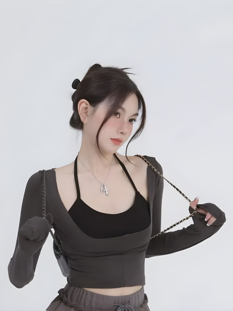 Deep Scoop Neck Two Piece Set Top - KAYSMAR