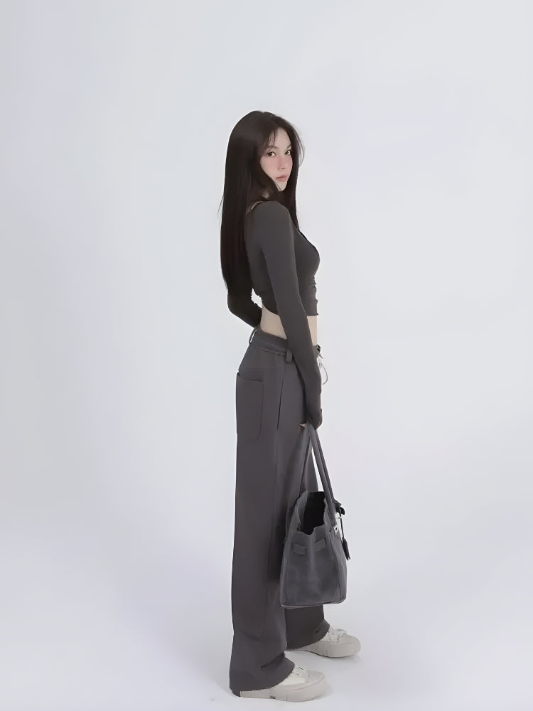 Deep Scoop Neck Two Piece Set Top - KAYSMAR