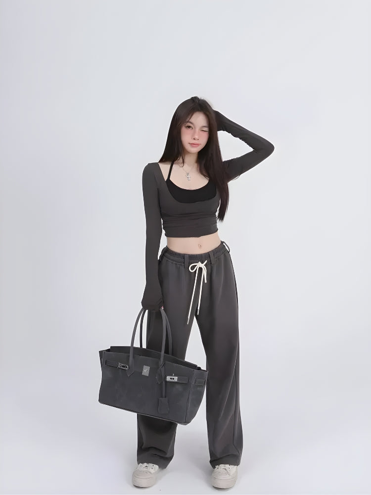 Deep Scoop Neck Two Piece Set Top - KAYSMAR