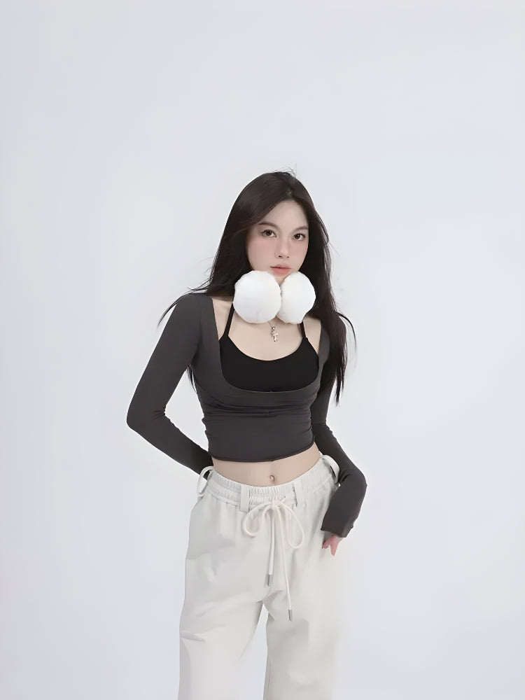Deep Scoop Neck Two Piece Set Top - KAYSMAR