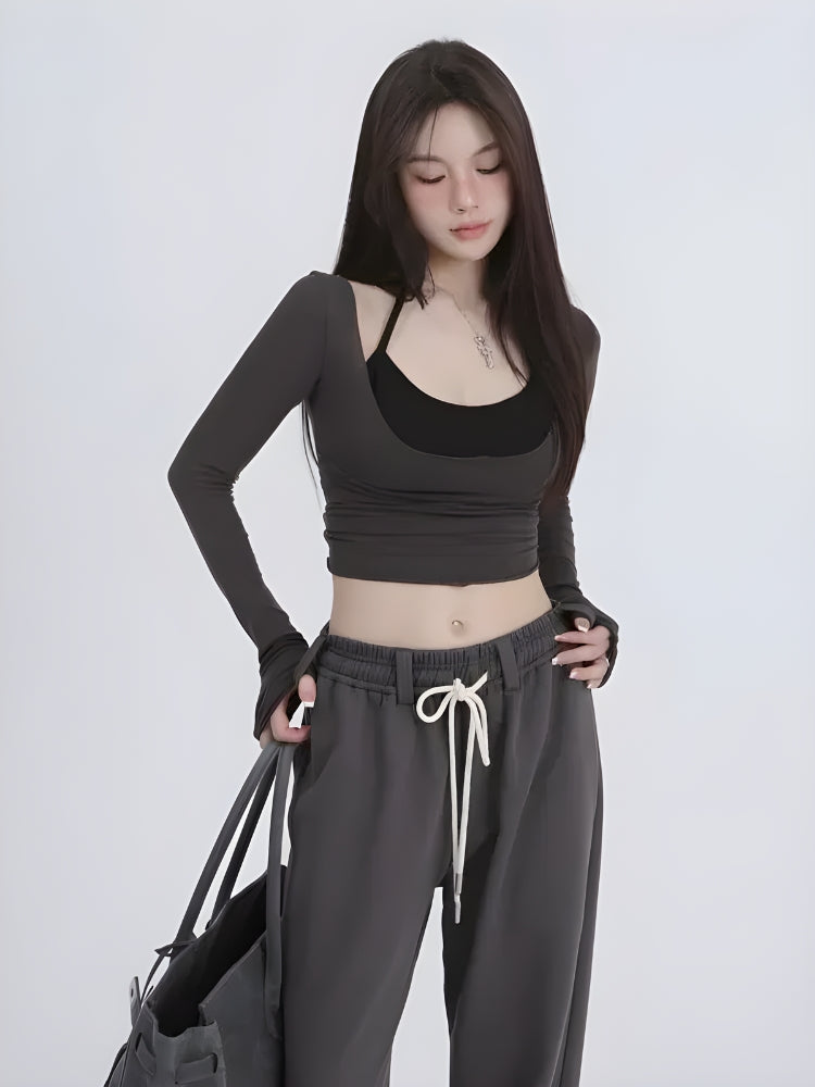 Deep Scoop Neck Two Piece Set Top - KAYSMAR