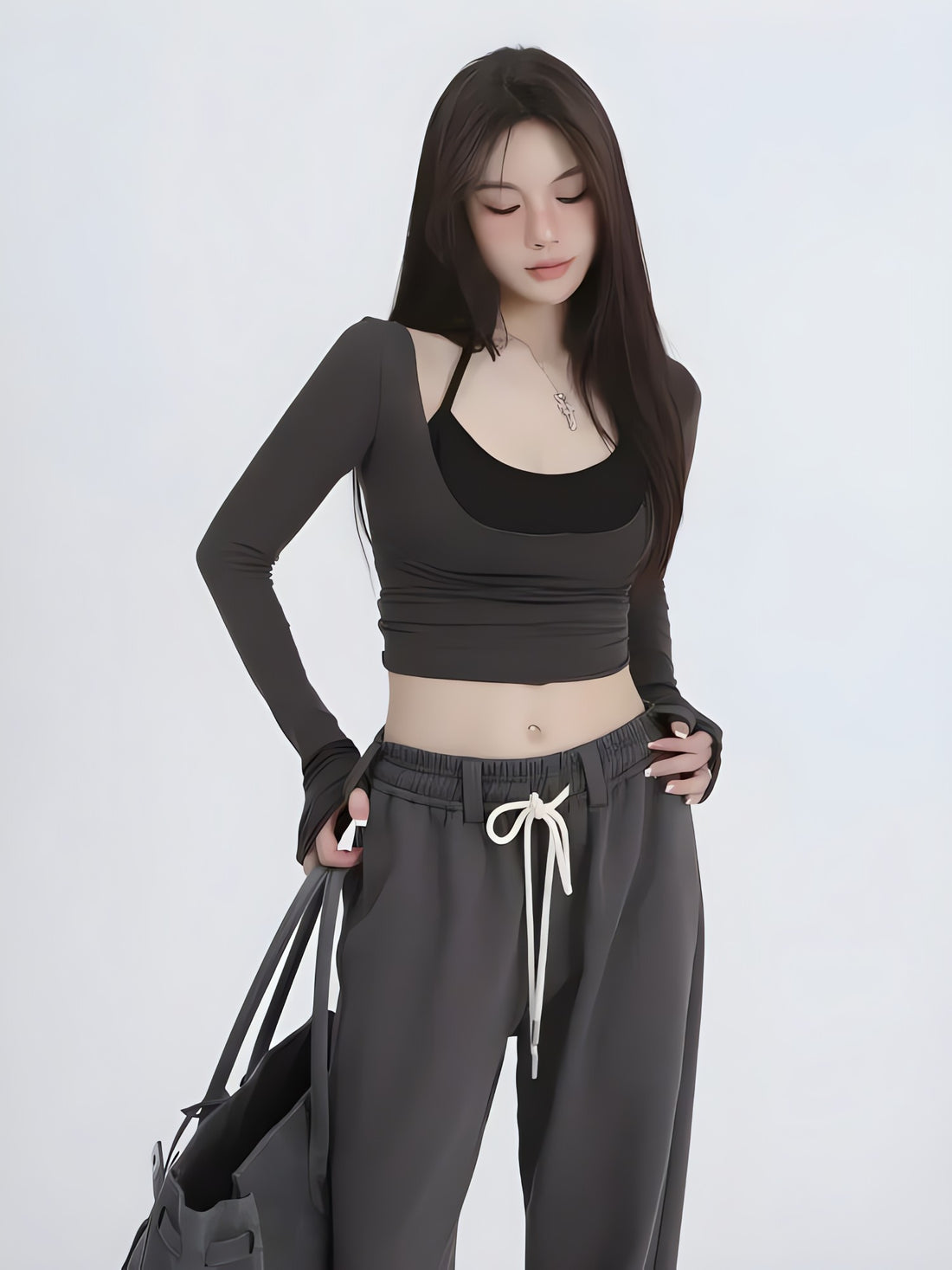 Deep Scoop Neck Two Piece Set Top - KAYSMAR