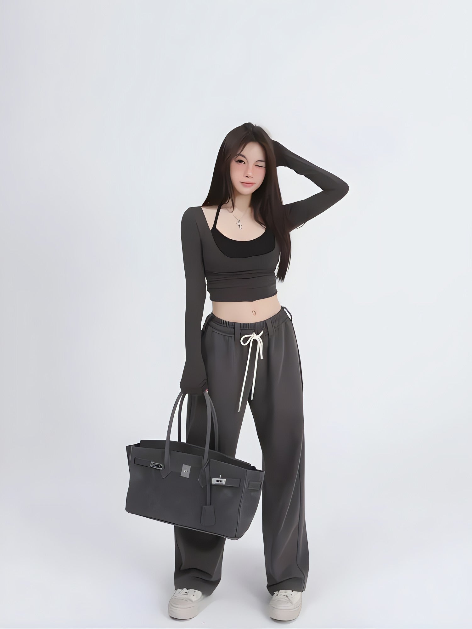 Deep Scoop Neck Two Piece Set Top - KAYSMAR