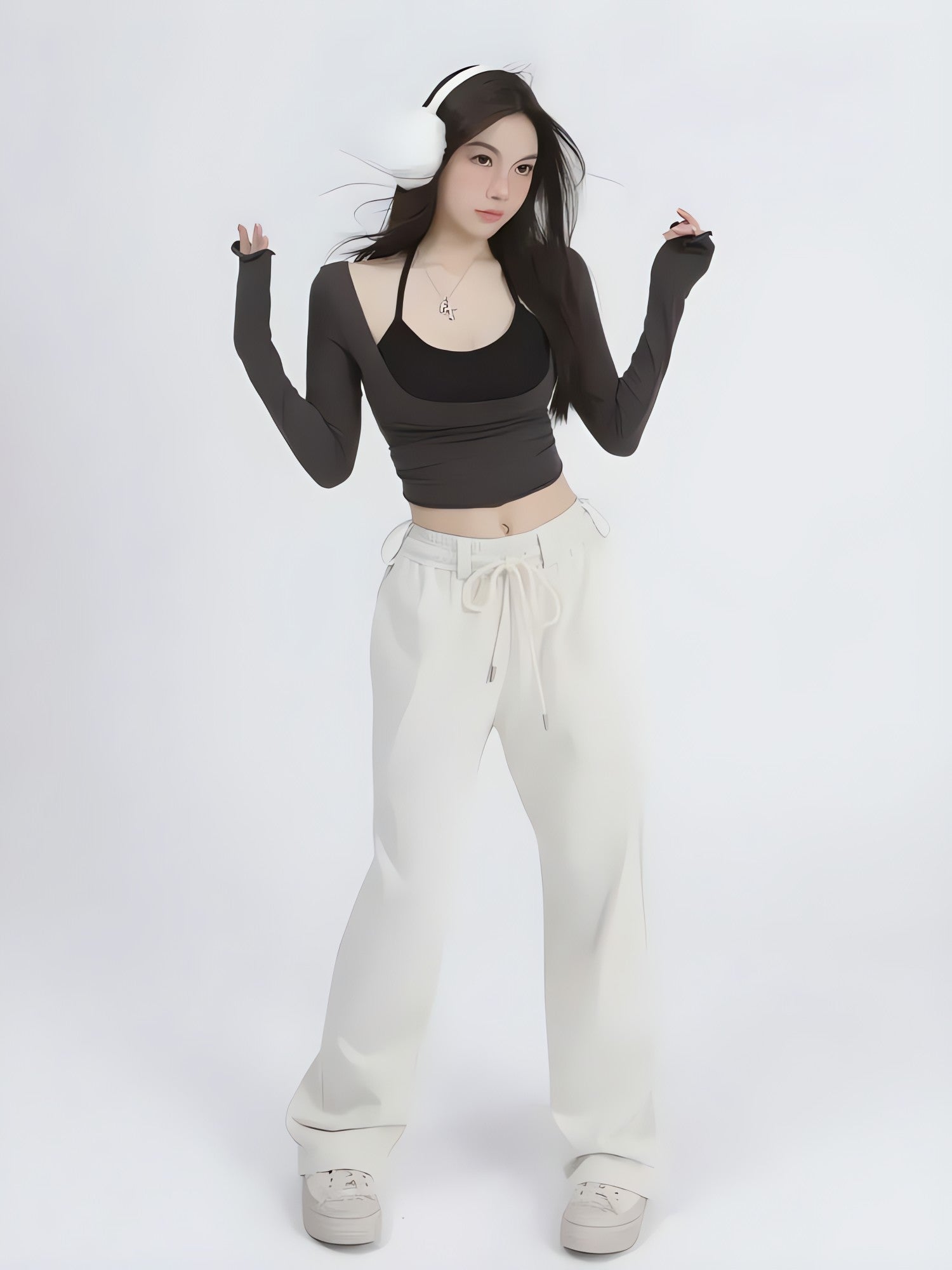 Deep Scoop Neck Two Piece Set Top - KAYSMAR