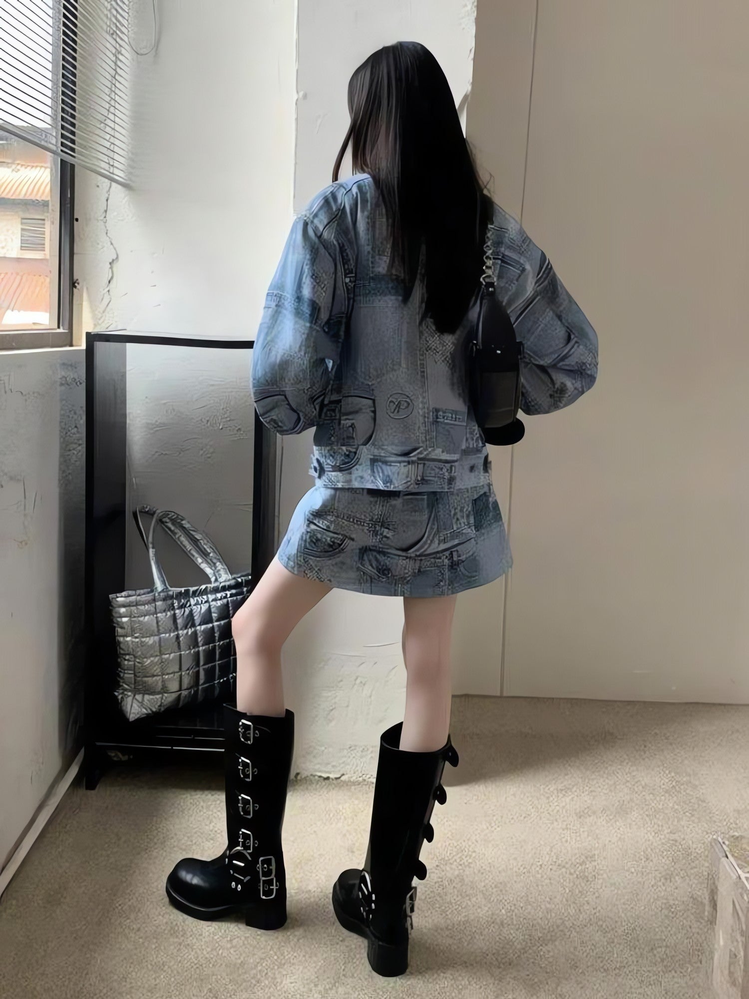 Denim Jacket & Mini Skirt Two Piece Set - KAYSMAR