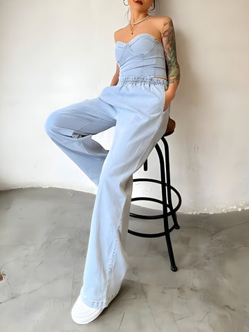 Denim Top & Pants Two Piece Set - KAYSMAR