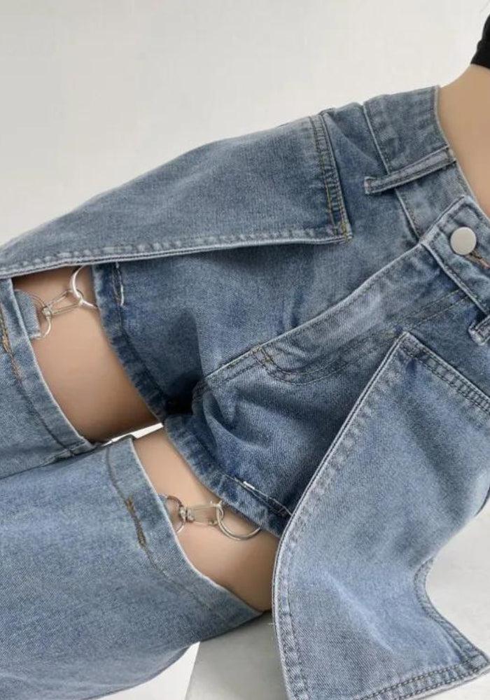 Detachable Straight Leg Jeans - KAYSMAR
