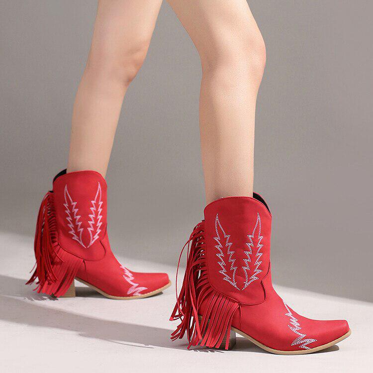 Disco Cowgirl Fringe Ankle Boots - KAYSMAR