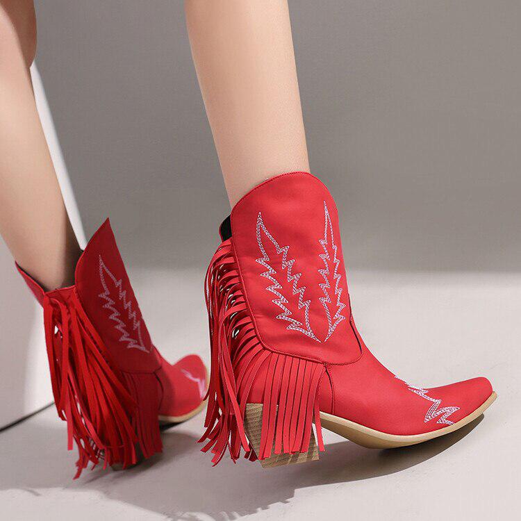 Disco Cowgirl Fringe Ankle Boots - KAYSMAR