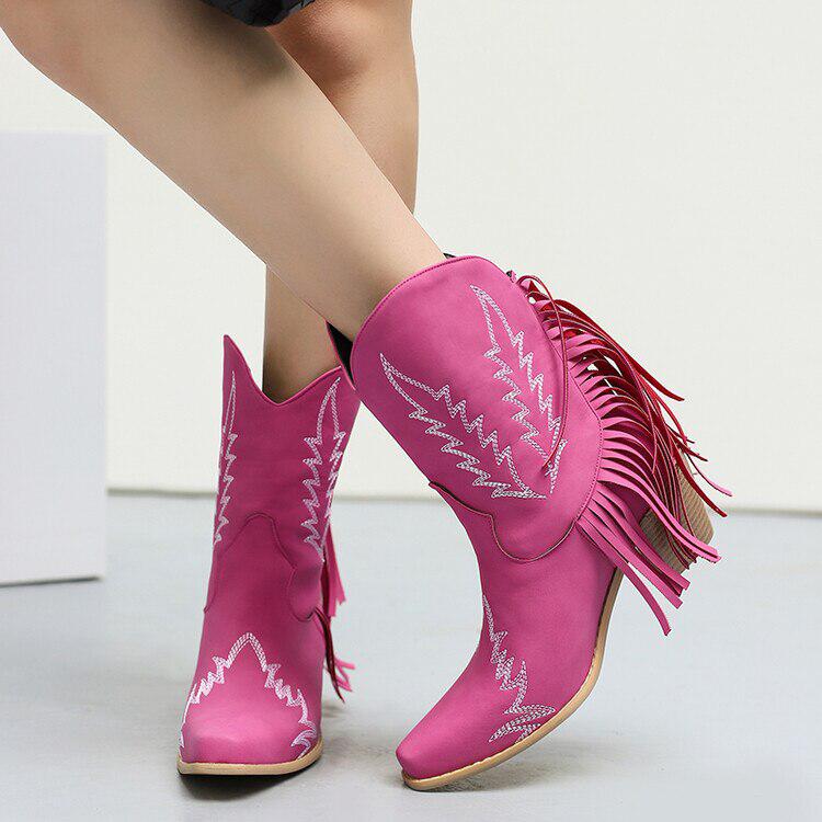 Disco Cowgirl Fringe Ankle Boots - KAYSMAR