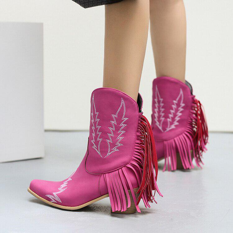 Disco Cowgirl Fringe Ankle Boots - KAYSMAR