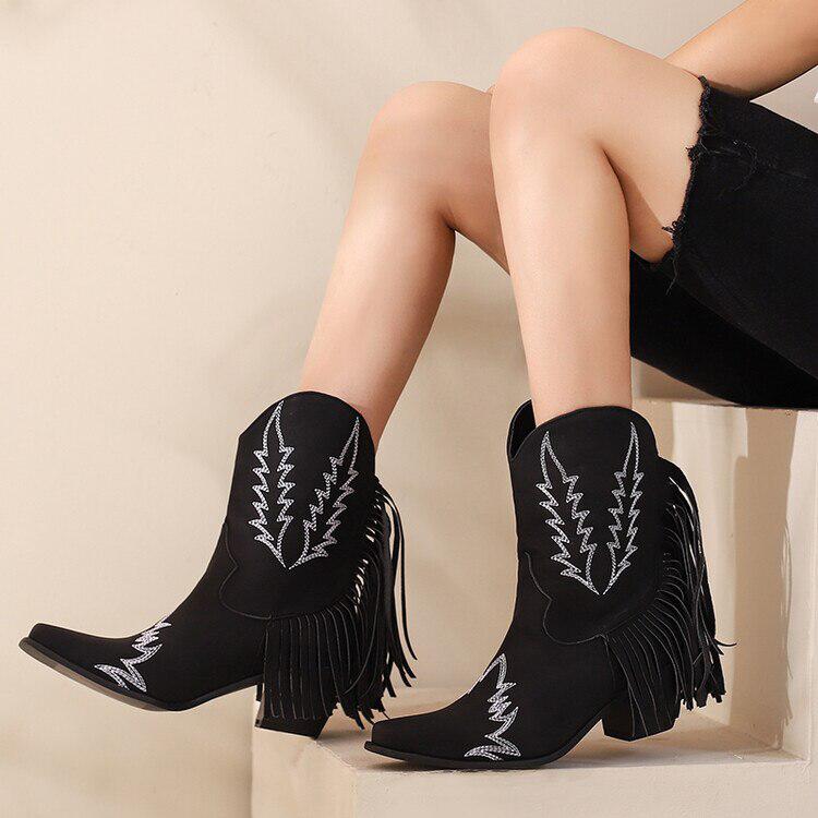 Disco Cowgirl Fringe Ankle Boots - KAYSMAR