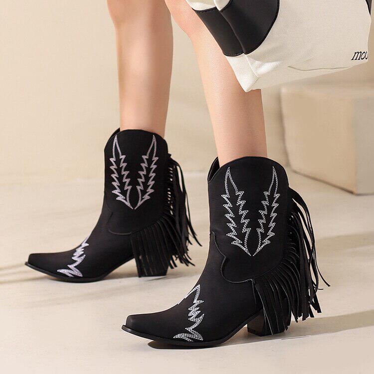 Disco Cowgirl Fringe Ankle Boots - KAYSMAR