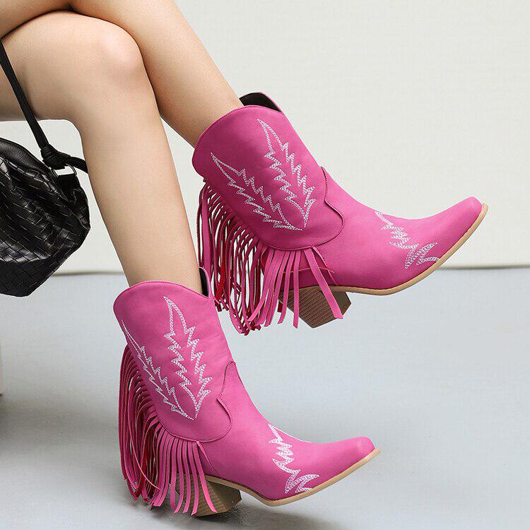 Disco Cowgirl Fringe Ankle Boots - KAYSMAR