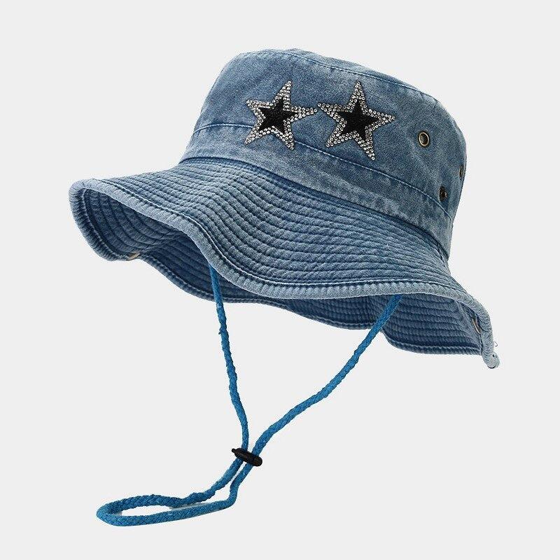 Disco Cowgirl Star Printed Denim Hat - KAYSMAR