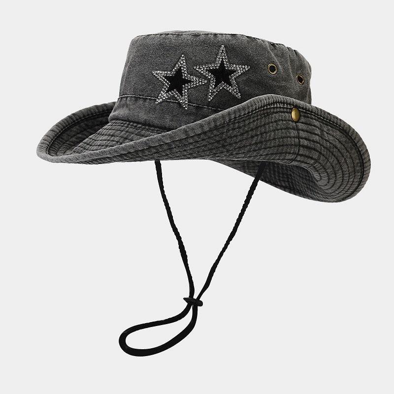 Disco Cowgirl Star Printed Denim Hat - KAYSMAR