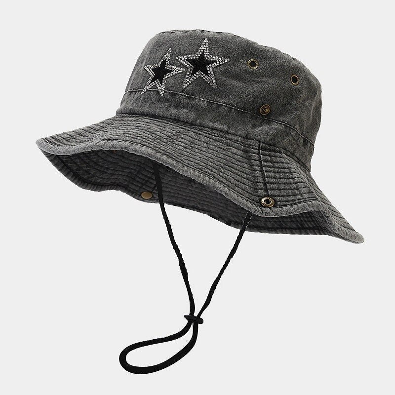 Disco Cowgirl Star Printed Denim Hat - KAYSMAR