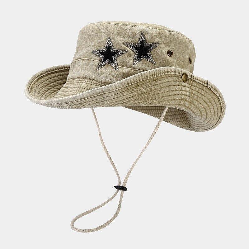 Disco Cowgirl Star Printed Denim Hat - KAYSMAR