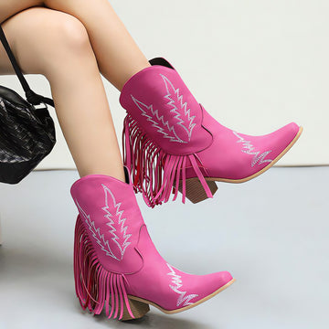 Disco Cowgirl Fringe Ankle Boots - KAYSMAR