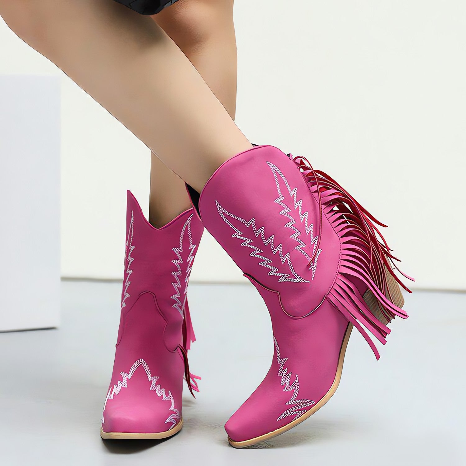 Disco Cowgirl Fringe Ankle Boots - KAYSMAR