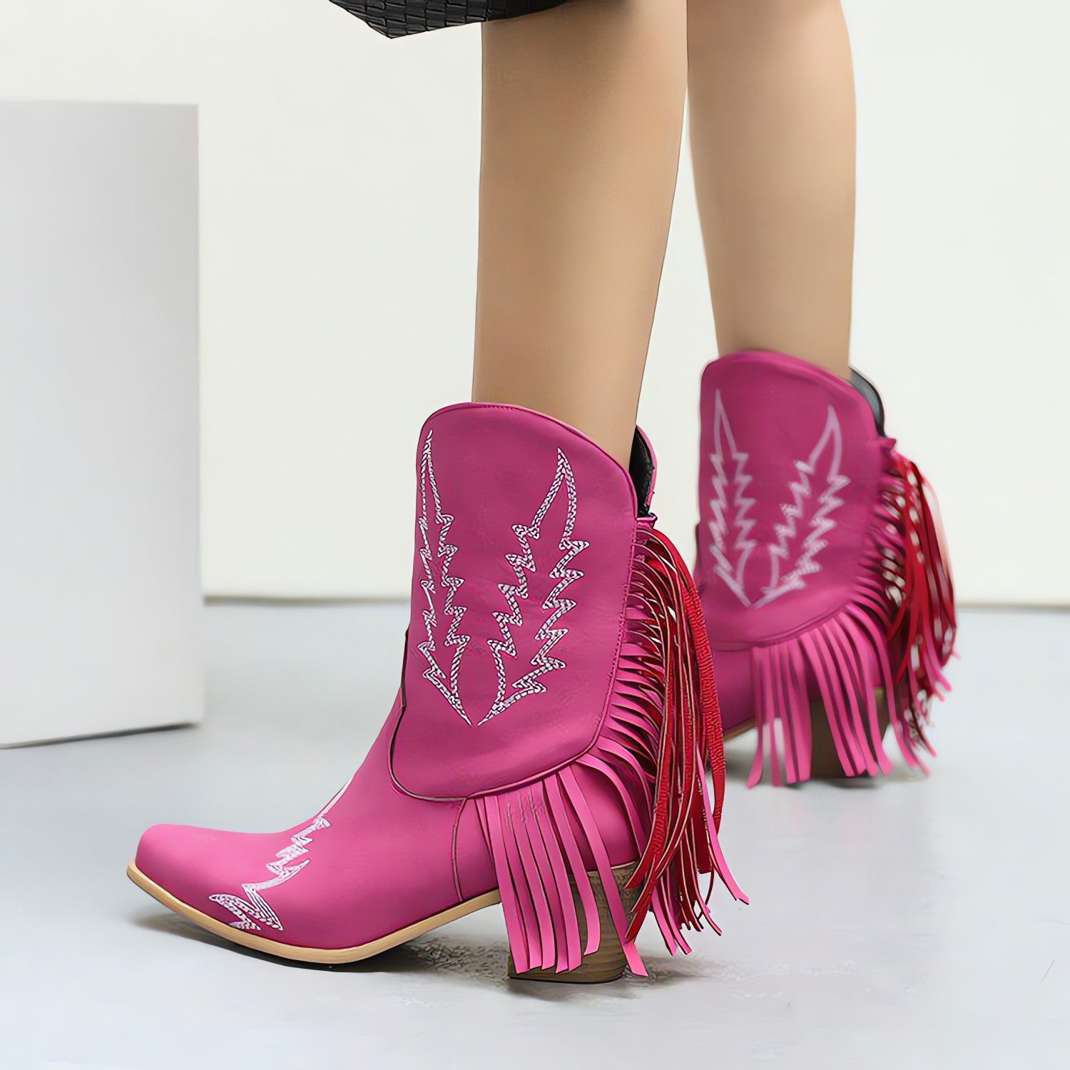 Disco Cowgirl Fringe Ankle Boots - KAYSMAR