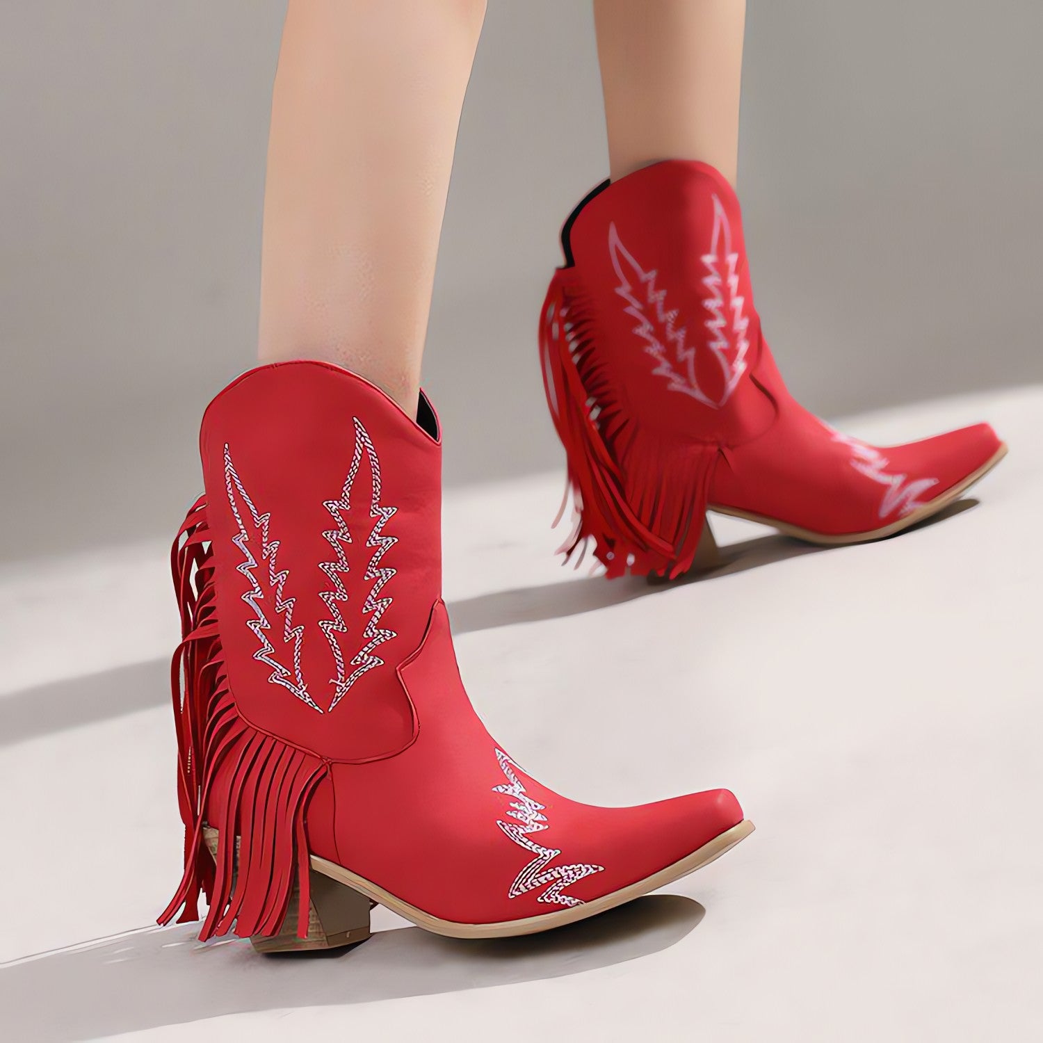 Disco Cowgirl Fringe Ankle Boots - KAYSMAR