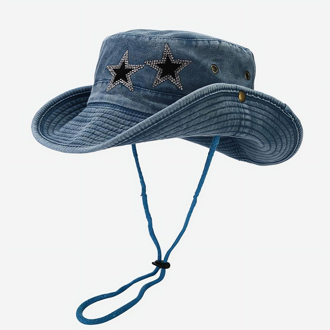 Disco Cowgirl Star Printed Denim Hat - KAYSMAR