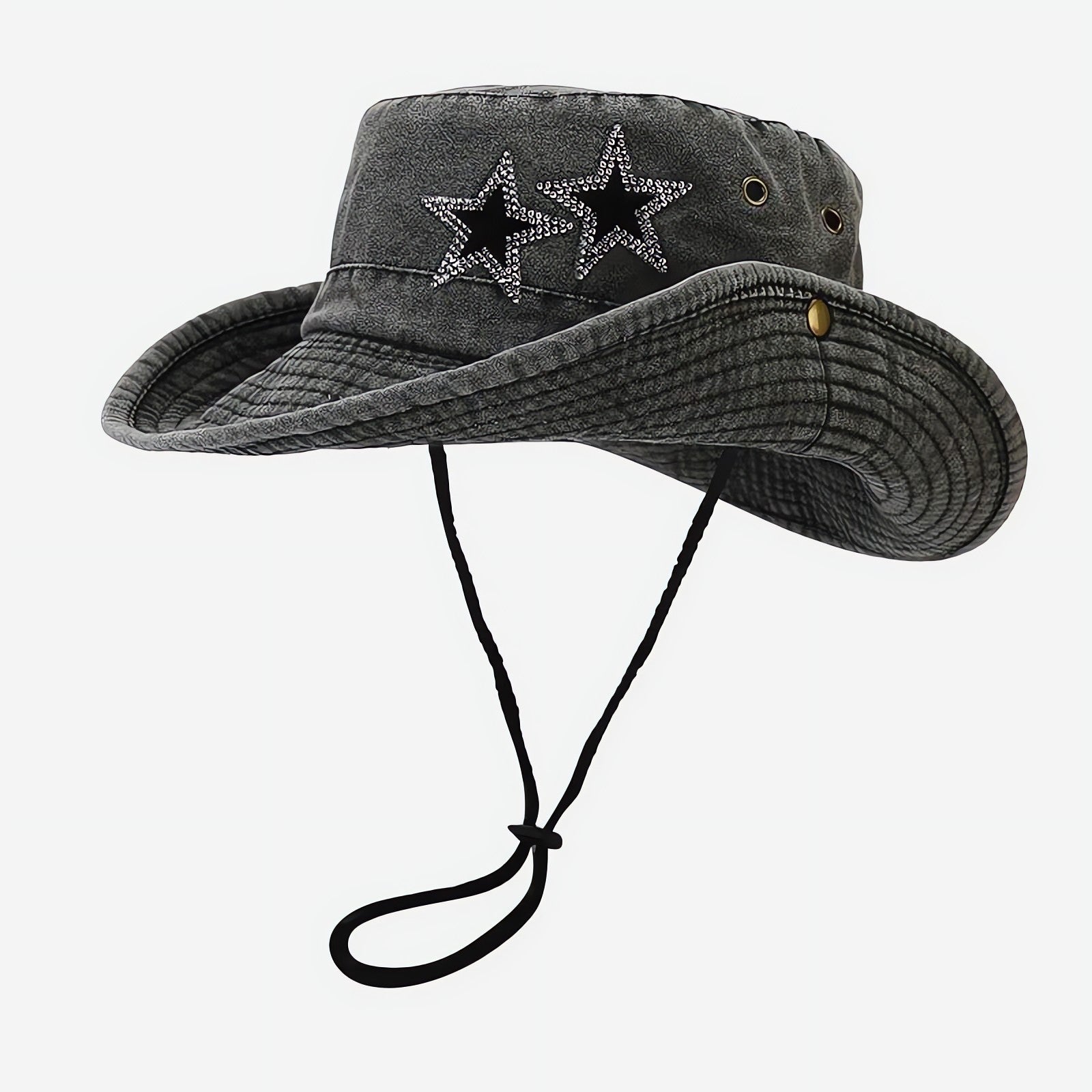Disco Cowgirl Star Printed Denim Hat - KAYSMAR