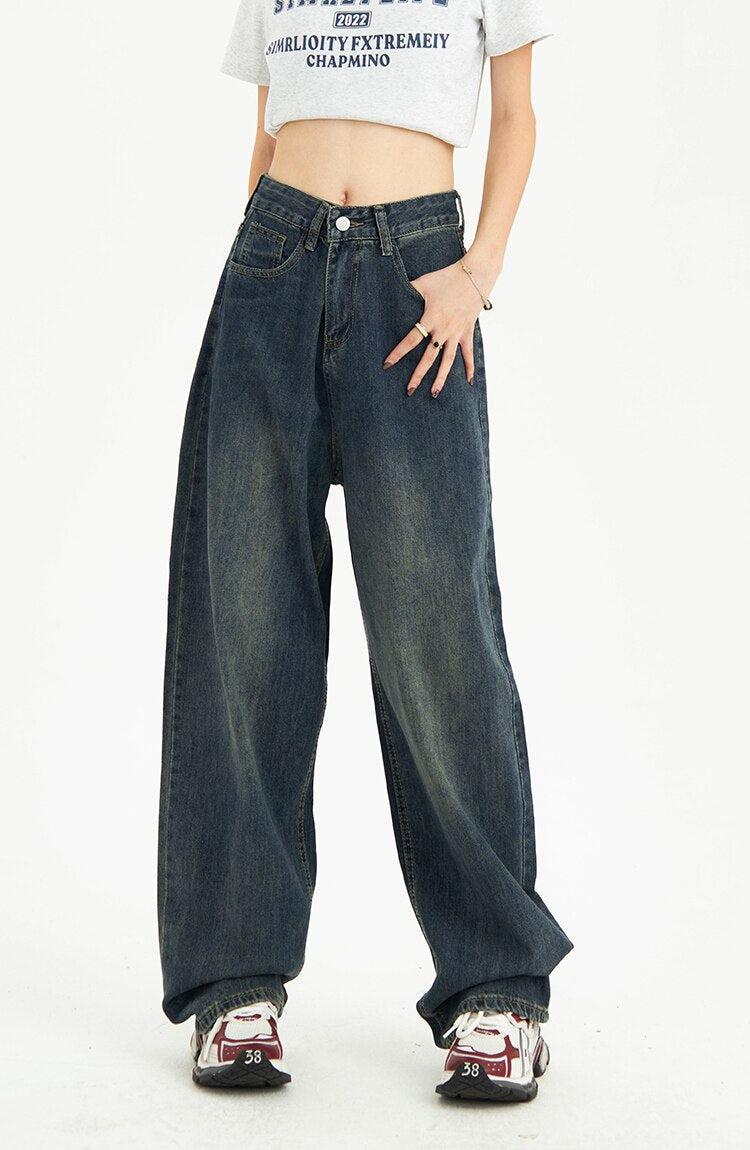 Distressed Pockets Wide Leg Baggy Jeans - KAYSMAR