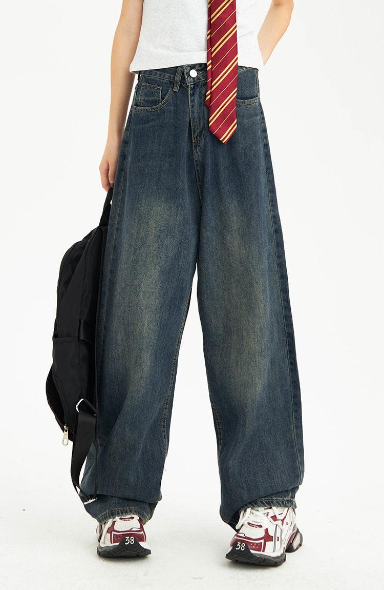 Distressed Pockets Wide Leg Baggy Jeans - KAYSMAR