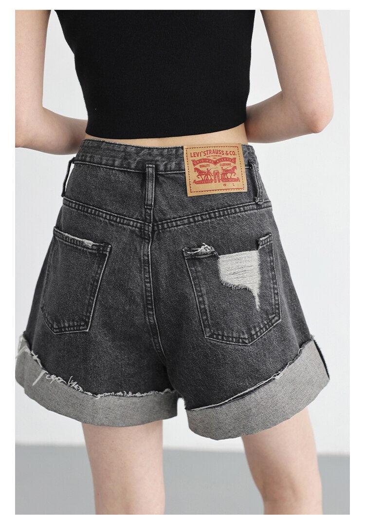 Distressed and Slit Jean Shorts - KAYSMAR
