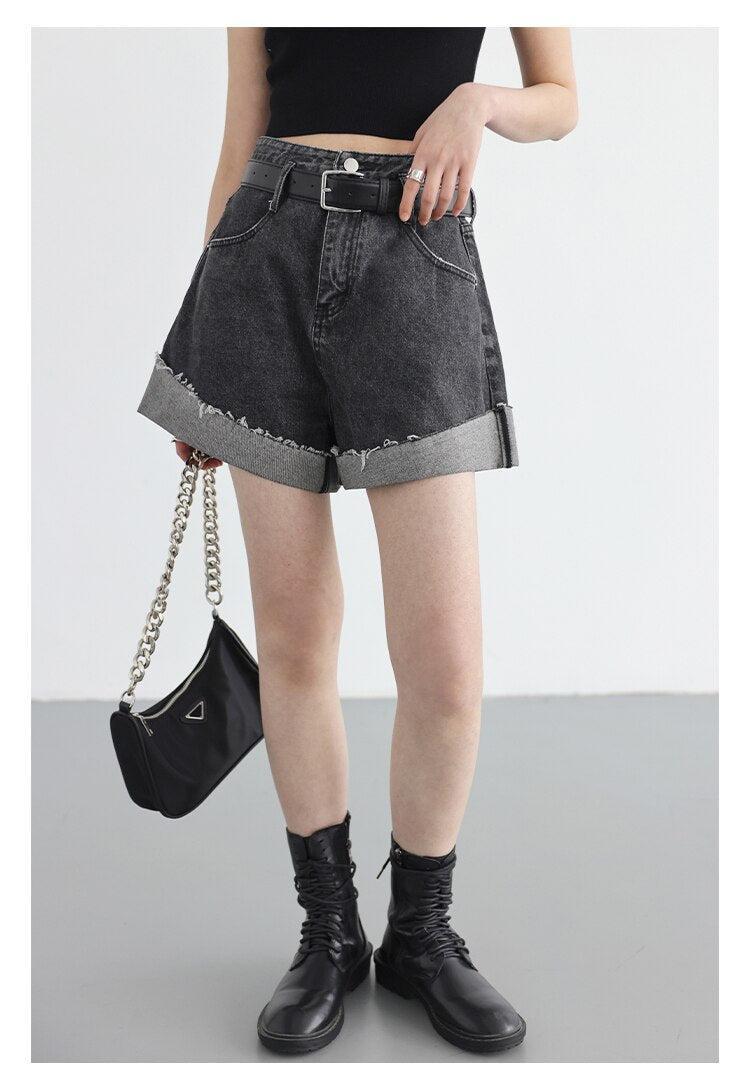 Distressed and Slit Jean Shorts - KAYSMAR