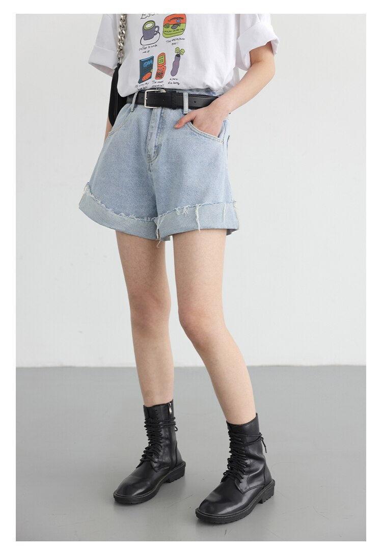 Distressed and Slit Jean Shorts - KAYSMAR
