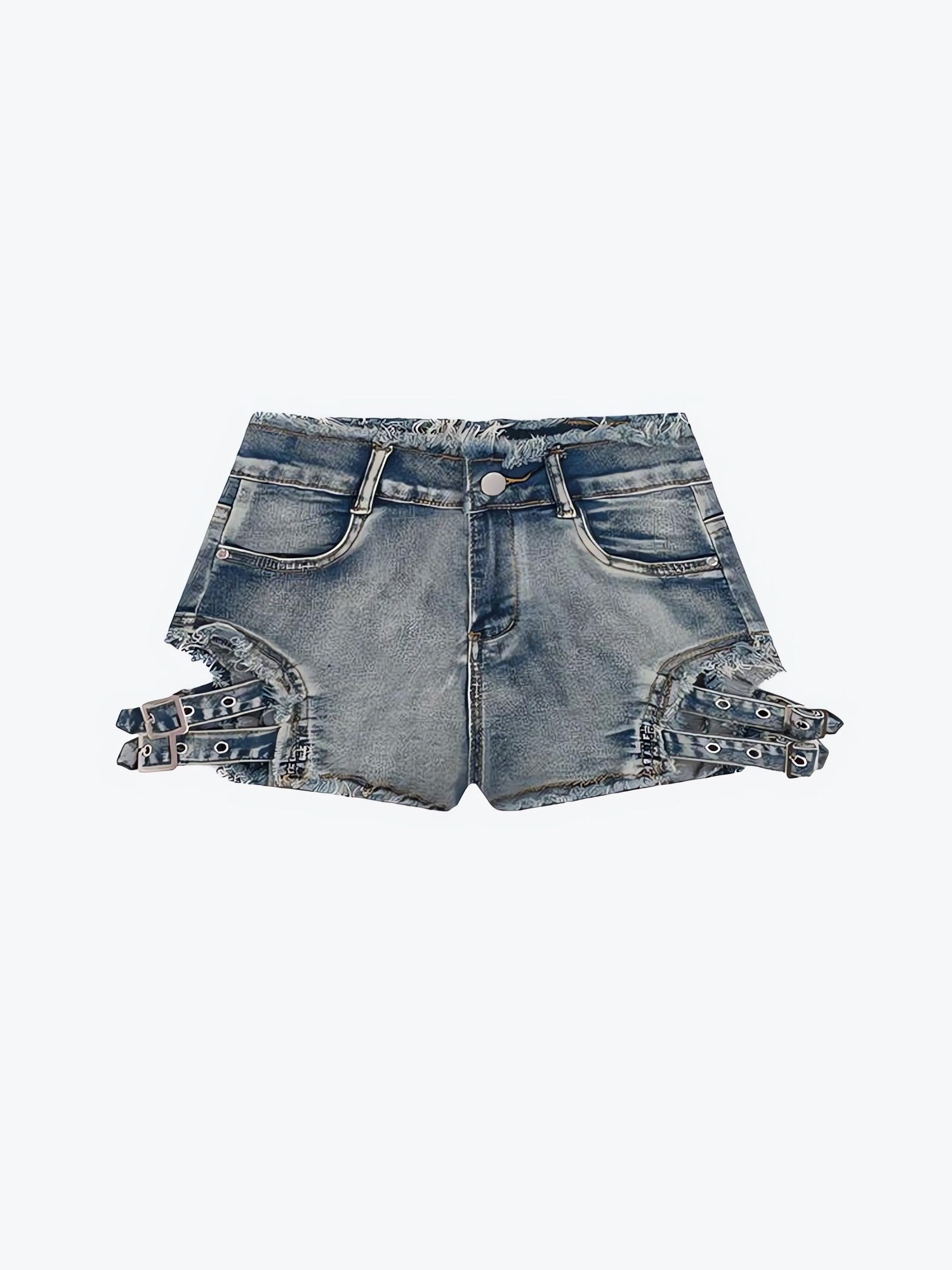 Distressed Cut Out Denim Shorts - KAYSMAR