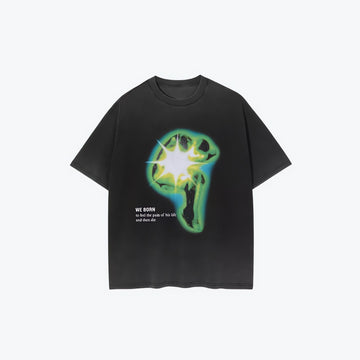 Distressed Green Human Figure Printed Tee - KAYSMAR