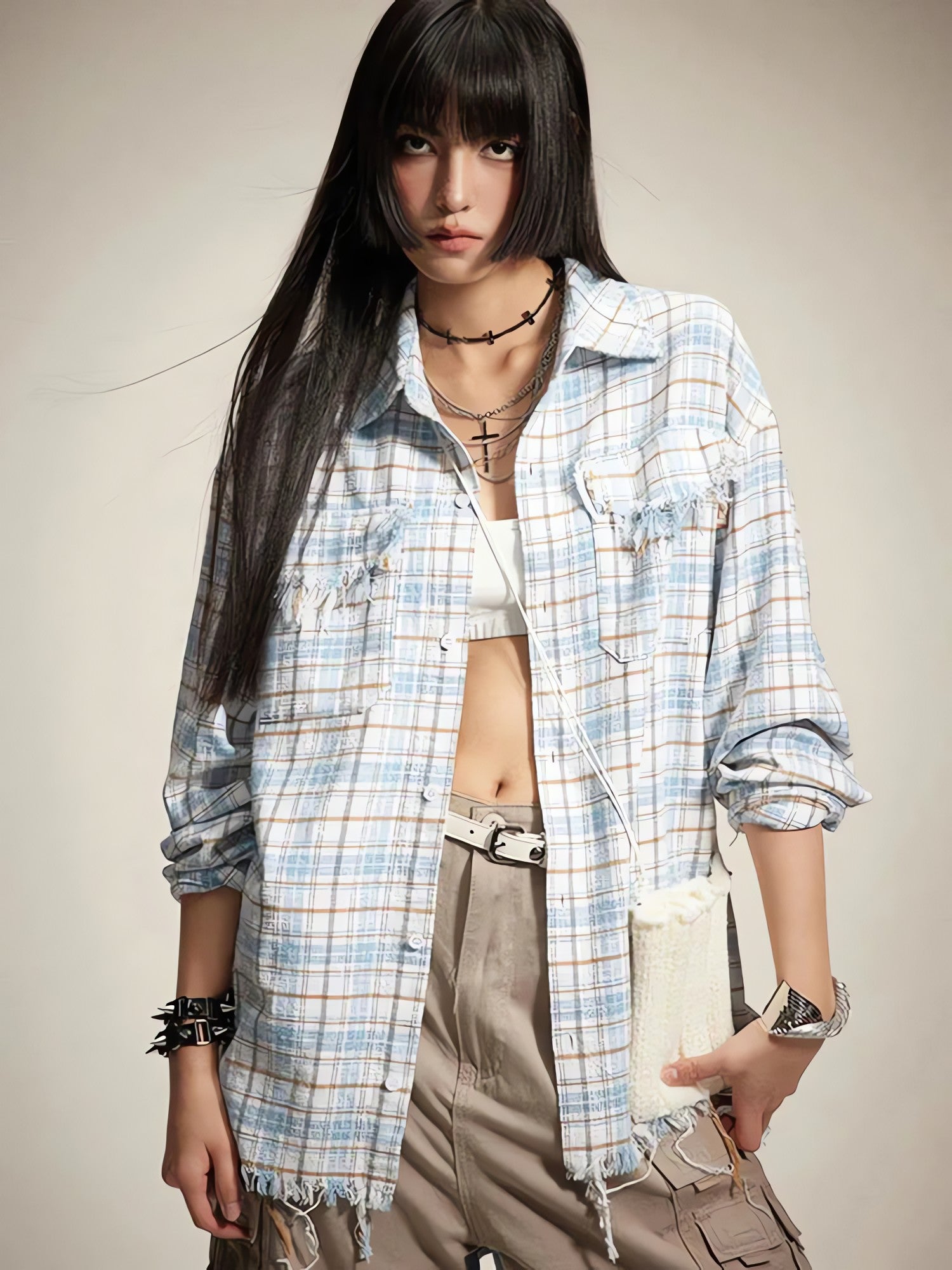 Distressed Plaid Shirt